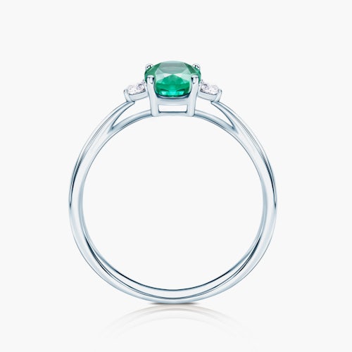 Pierścionek Secret Garden: białe złoto, szmaragd